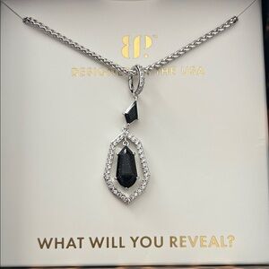 Elegant Silver Necklace with Black Accents